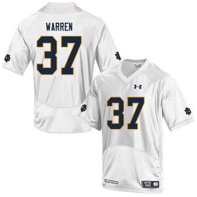 Notre Dame Fighting Irish Men's James Warren #37 White Under Armour Authentic Stitched College NCAA Football Jersey ZDJ6599YH